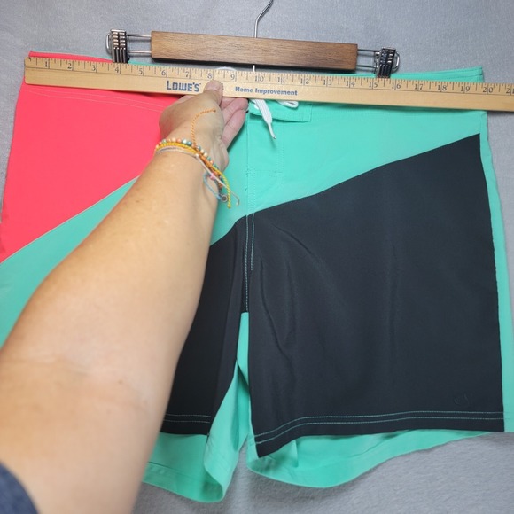 Vtg OP Ocean Pacific Swim Shorts Womens Junior 17 Neon Beach Retro Colorblock - Picture 9 of 13